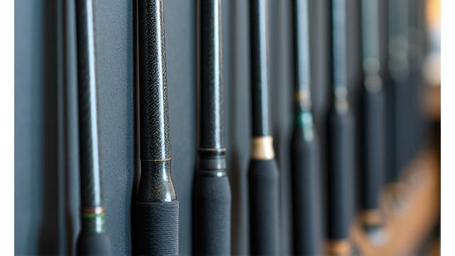 Assortment of high-end rod blanks on display.
