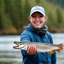 Happy angler Emma P. posing with a fish.