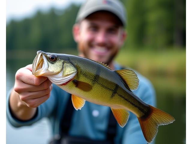 Mike Reynolds holding a large smallmouth bass, showing a successful catch from a local lake.