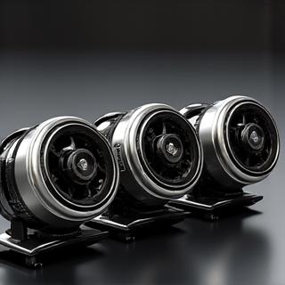 Close-up of three different fishing reels, showing intricate gears and smooth lines.