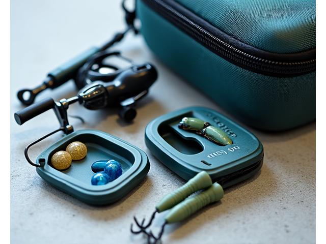 All-in-one fishing kit with a small tackle box, reel, and line, packed neatly for urban anglers