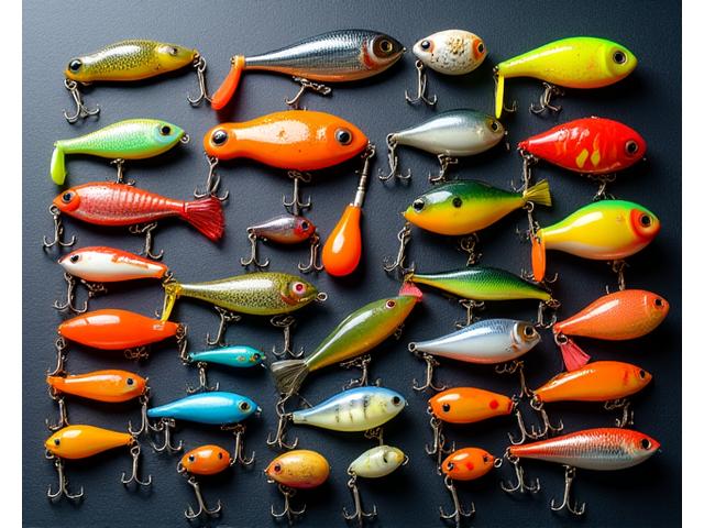 Vibrant collection of fishing lures and soft plastics
