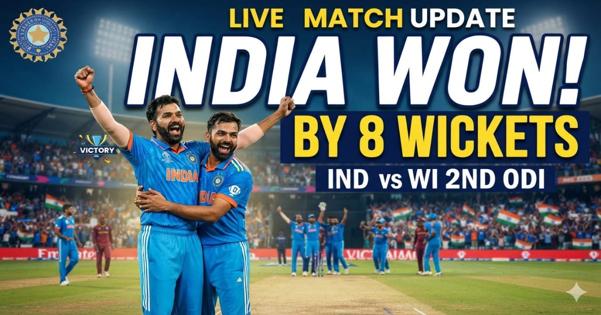 India won the second ODI by 8 wickets.